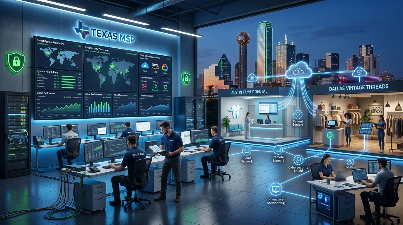 Texas MSP supporting Dallas businesses with managed IT services, cybersecurity, and cloud solutions.