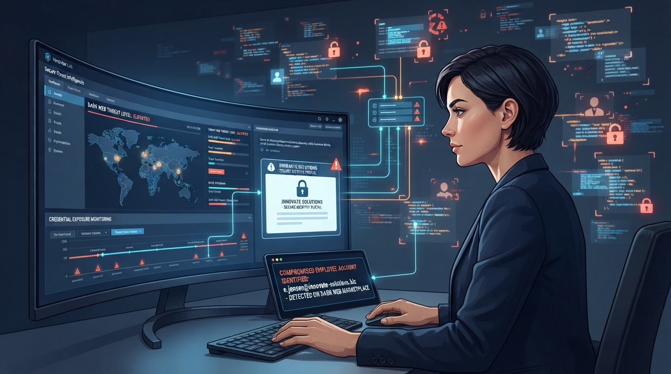 Dark web monitoring detecting compromised business credentials