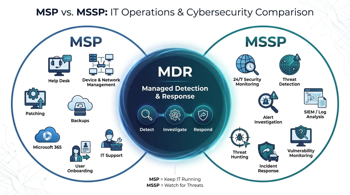 MSP vs MSSP scope compared side by side