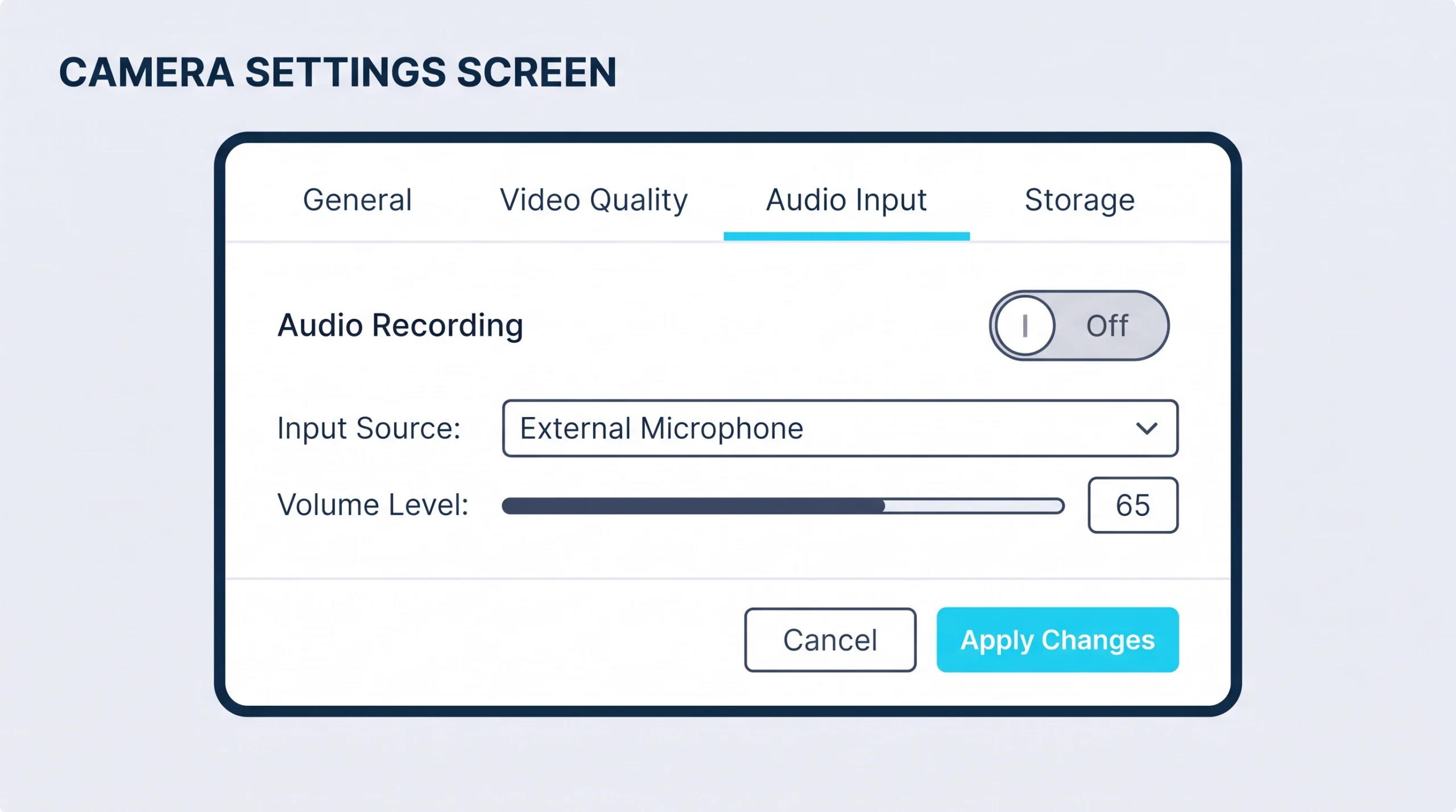security camera audio recording setting switched off